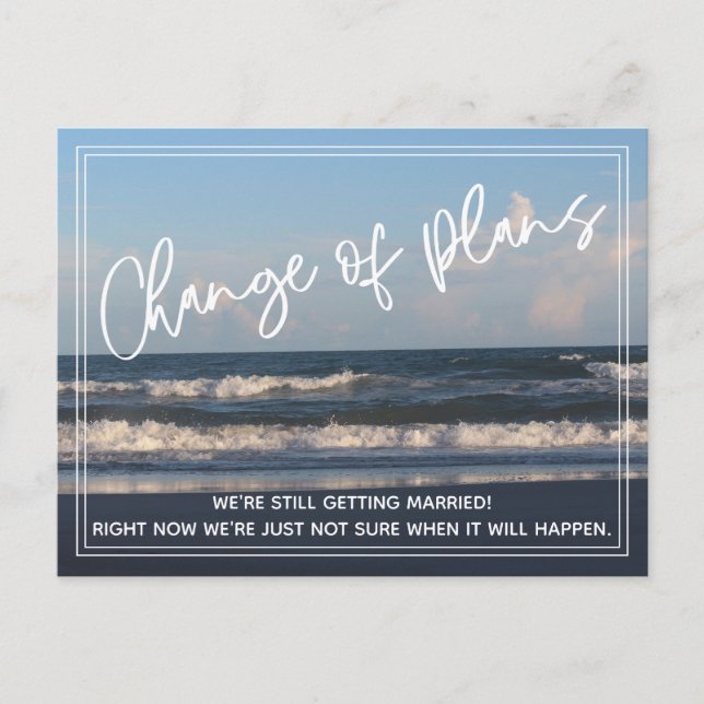 Postal Boda pospuesto de cambio de plan fotográfico en la (Anverso)