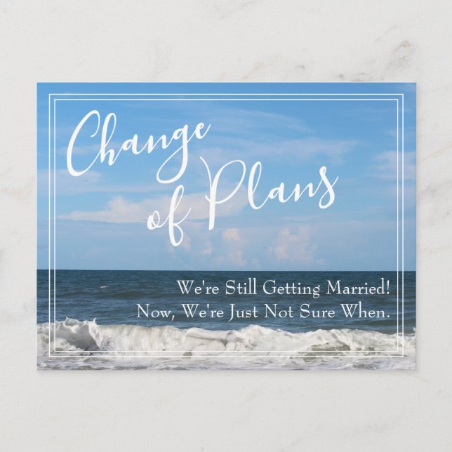 Postal Boda pospuesto de cambio de plan fotográfico en la (Anverso)