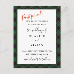 Postal BODA POSPUESTO Sinclair Clan Tartan Plaid