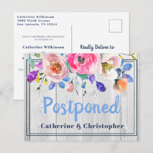 Postal Boda postpuesto de la floral rústica de Barnwood