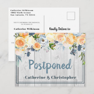 Postal Boda postpuesto de la floral rústica de Barnwood