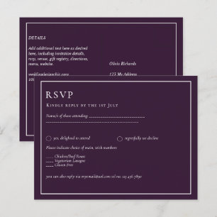 Postal BODA PRESUPUESTARIO PLUM PURPLE Monocromo Simple