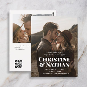 Postal Boda Presupuesto Atrevido Chic Código QR 3 Fotos