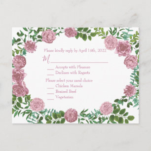 Postal Boda Primavera Jardín de Rosas Rosadas