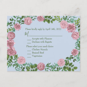 Postal Boda Primavera Jardín de Rosas Rosadas