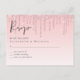 Postal BODA Purpurina rosado con goteo de presupuesto