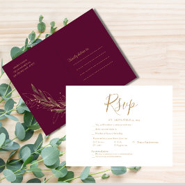 Postal Boda real burgundy respuesta minimalista rsvp