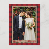 Boda Red Plaid Foto Felices Fiestas Kraft