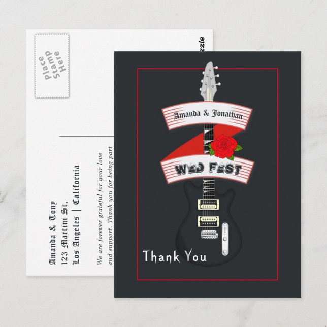 Postal Boda Rock and Roll (Anverso / Reverso)
