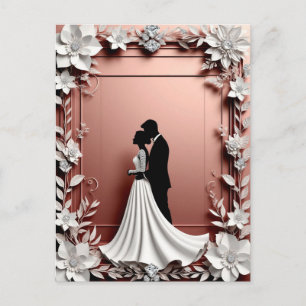 Postal Boda Romántica Con Detalles Florales
