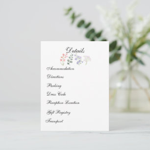 Postal Boda Romántica de Flores Silvestres Botánicas de L
