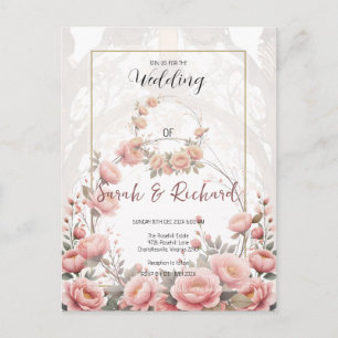 Postal Boda romántica de jardín floral Elegante Rubor 