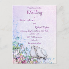 Postal Boda romántico de palomas blancas