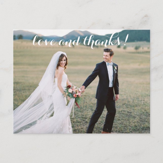 Postal Boda romántico Gracias Postcard (Anverso)