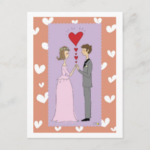 Postal boda rosa