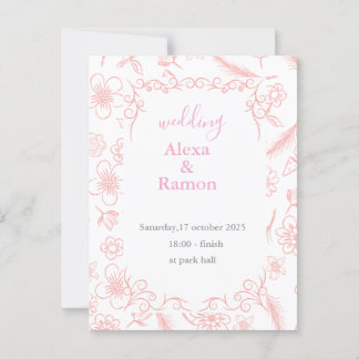 Postal boda rosa