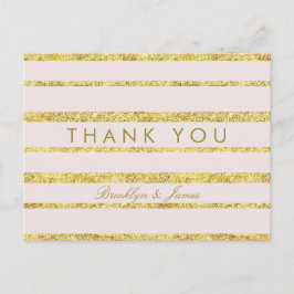 Postal Boda rosa Gracias Efecto Relieve metalizado dorado