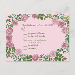 Postal Boda Rosa Pastel Rosas Florales Vintage