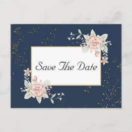 Postal Boda rosa Rubor azul de la marina salva la fecha