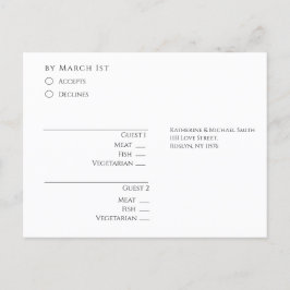 Postal Boda RSVP blanco y negro moderno