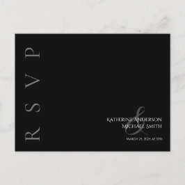 Postal Boda RSVP blanco y negro moderno