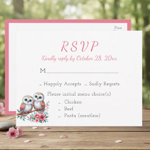 Postal Boda RSVP de búho rústico boho del bosque