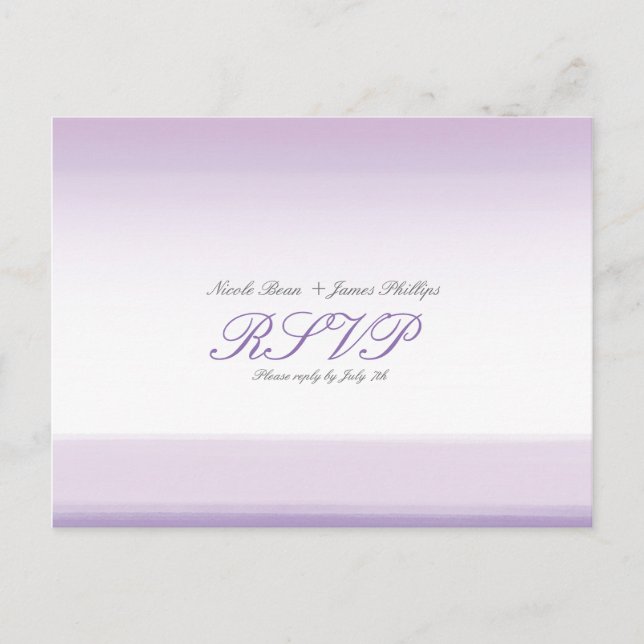 Postal Boda RSVP de color morado de lavanda (Anverso)
