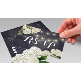 Postal Boda RSVP Hydrangea Flores de cuerda Luces de cade