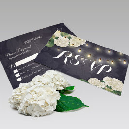 Postal Boda RSVP Hydrangea Flores de cuerda Luces de cade