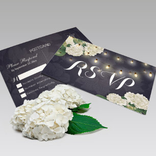 Postal Boda RSVP Hydrangea Flores de cuerda Luces de cade