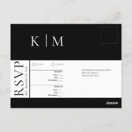 Postal Boda-RSVP-negro y blanco-