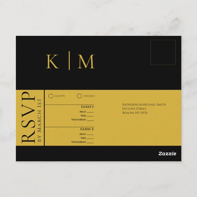 Postal Boda-RSVP-negro y blanco- (Reverso)