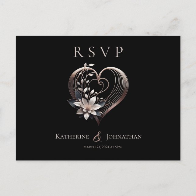 Postal Boda-RSVP-Rosa moderno (Anverso)