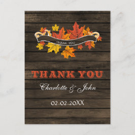 Postal Boda Rustic Fall de Barnwood Gracias