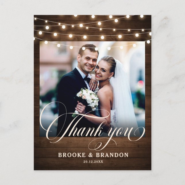 Postal Boda Rustic String Lights (Anverso)