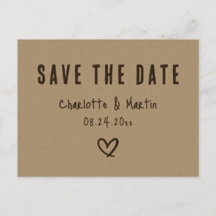 Postal Boda Rústica Campestre de Papel Kraft Save The Dat