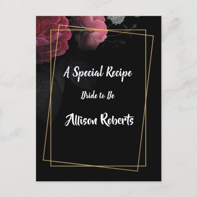 Postal Boda rústica con flores de Borgoña (Anverso)