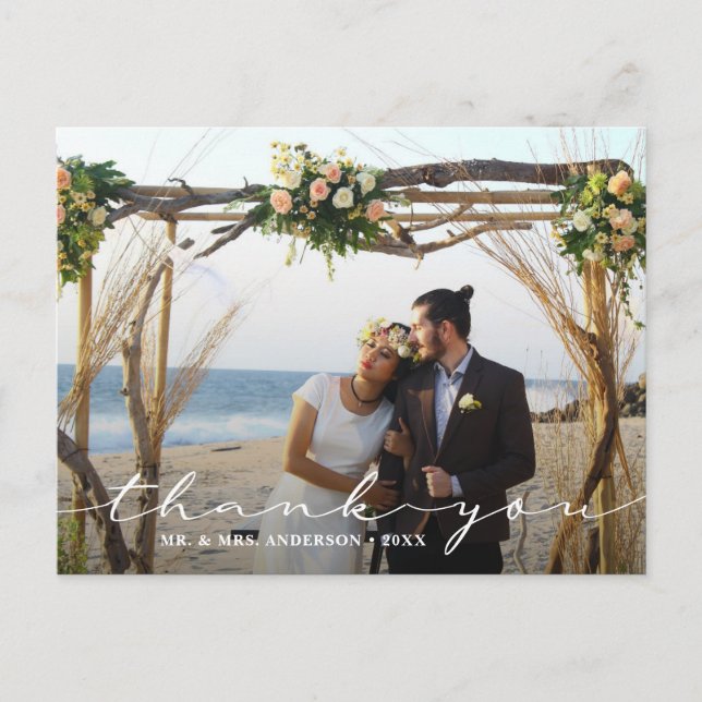 Postal Boda Rústico 2 Foto Gracias (Anverso)