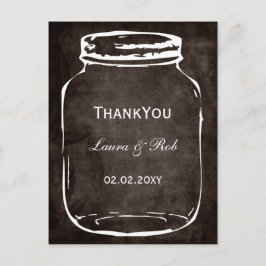 Postal boda rústico de mason jar gracias