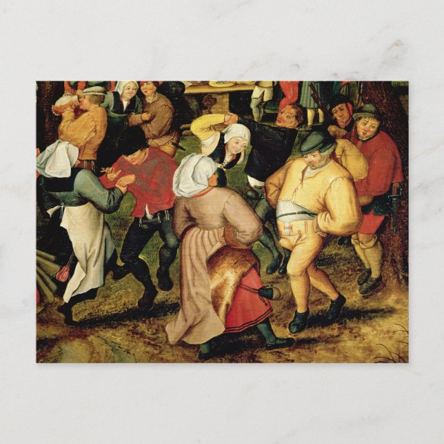 Postal Boda rústico, detalle de la gente bailando (Anverso)