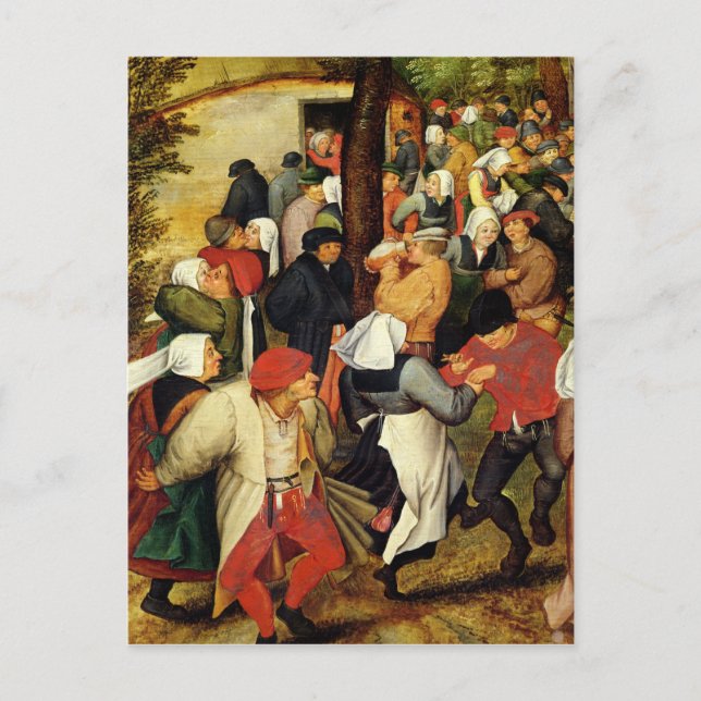 Postal Boda rústico, detalle de la gente bailando (Anverso)