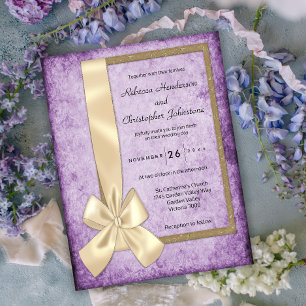 Postal Boda Rústico Vintage Purple Boho