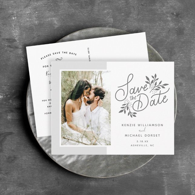 Postal Boda Salvar el guión fotográfico de la fecha Gris  (Subido por el creador)