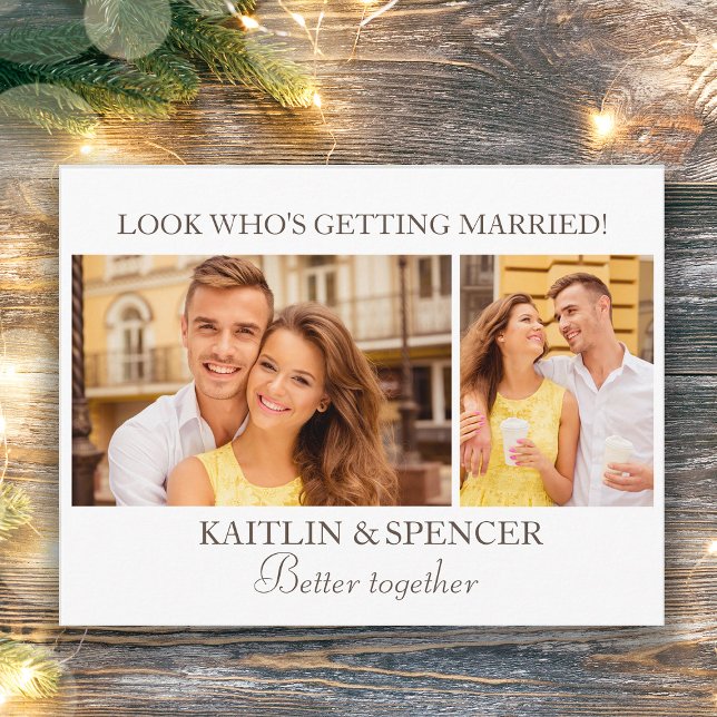 Postal Boda Save the Date Moderna 2 Foto Blanca (Better together wedding photo Save the Date card)