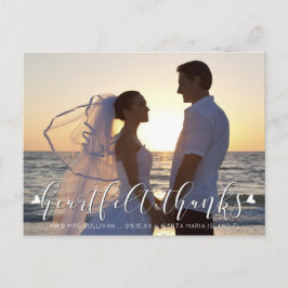 Postal Boda Script HEARTFELT GRACIAS Fotos frontales/post