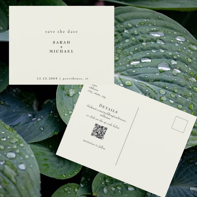 Postal Boda simple de código QR Amarillo Guardar la fecha (Subido por el creador)