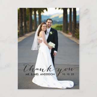 Postal Boda simple de escritura a mano Gracias Postcard