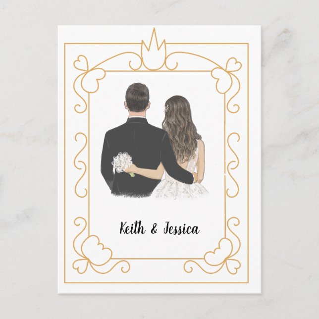 Postal Boda Simple de Novia y Novio (Anverso)