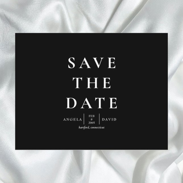 Postal Boda Simple y Elegante Moderna B/N Save the Date (Subido por el creador)