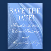 Boda Swirling Blue Satin Save-the-Date